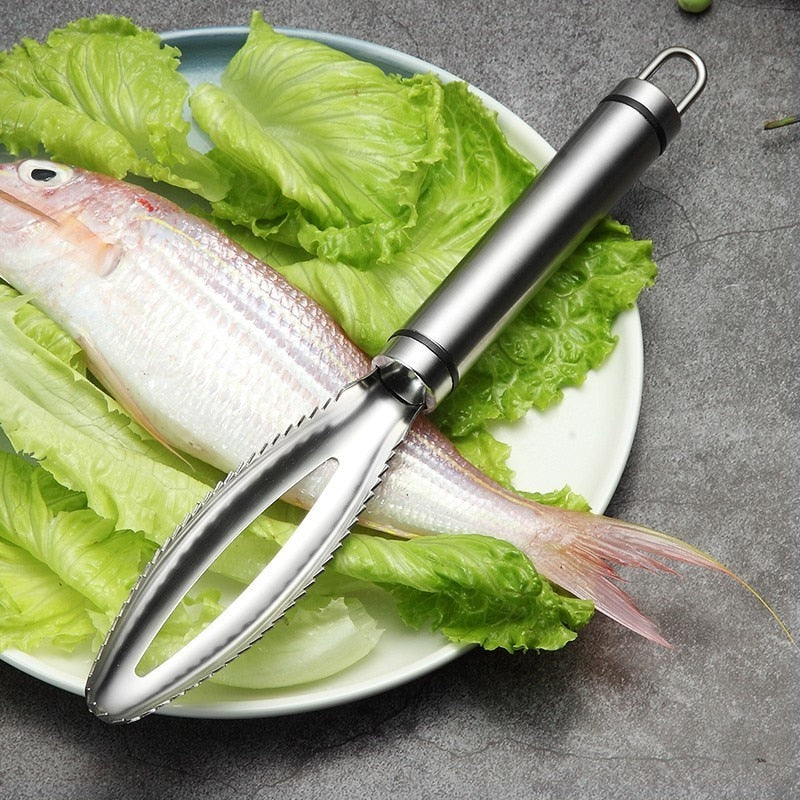 Kitchen accessories Stainles Fish Scales Scraping Graters Fast Remove Fish Cleaning Peeler Scraper Fish bone tweezers tool gadge