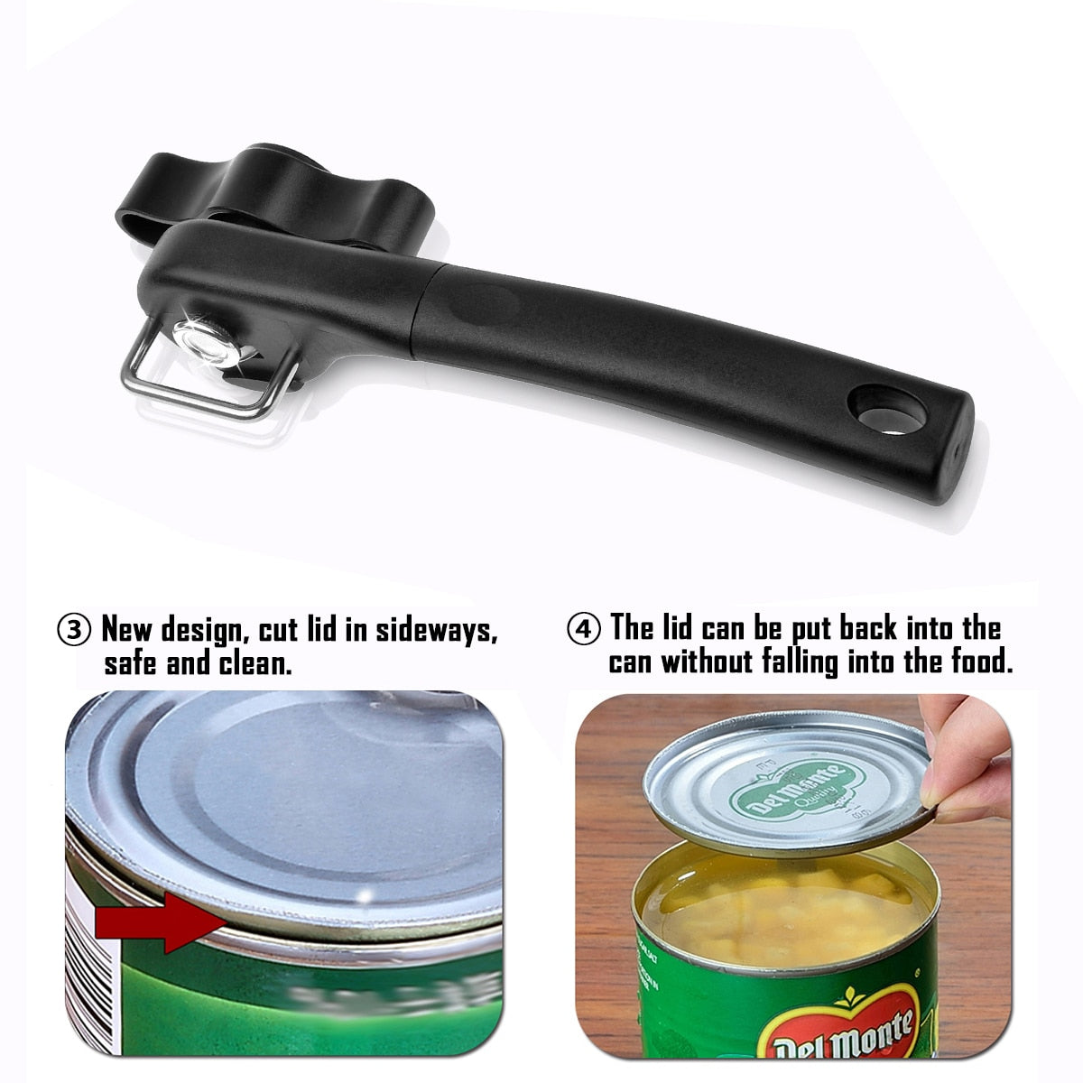 Abridor de latas de corte seguro manual