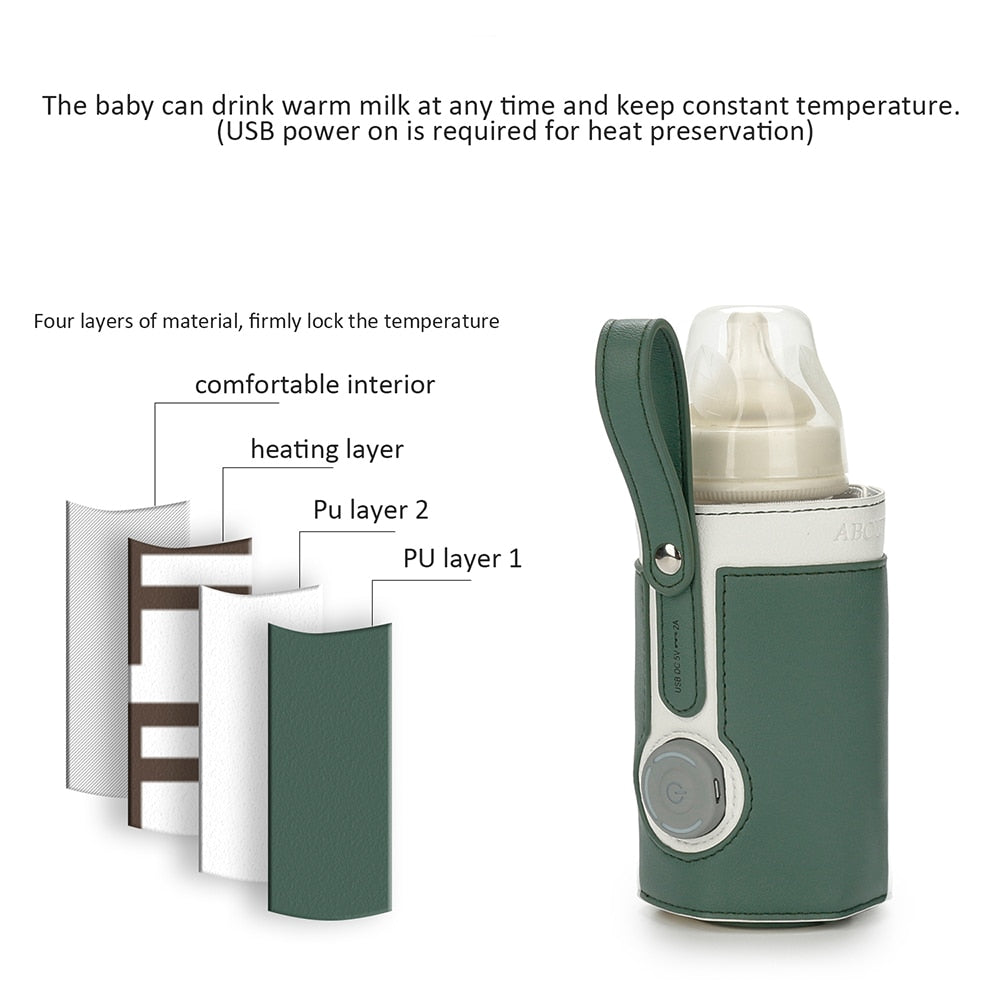 USB Portable Baby Feeding Milk Bottle Warmer Thermal Bag Heating Feeding Bottle Insulation Heating Baby Warm Milk Bottle Bags