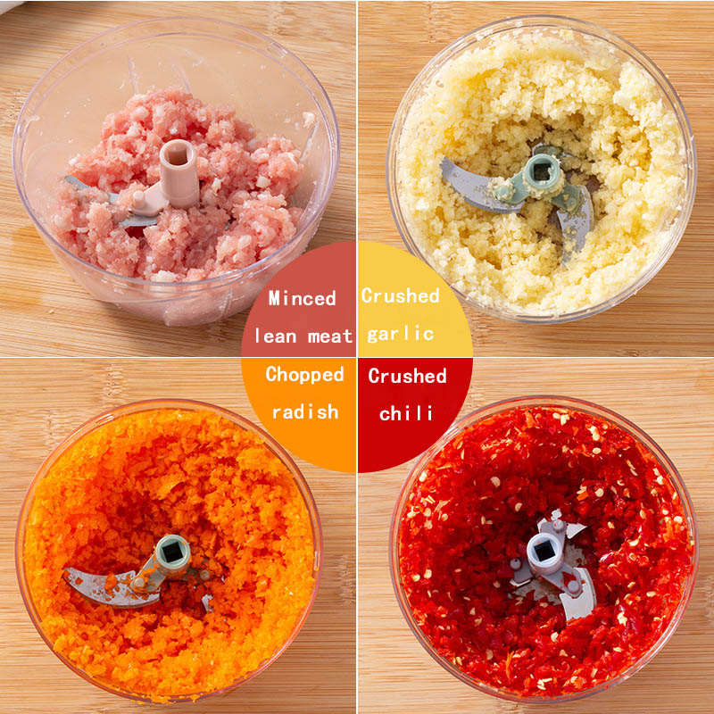 Garlic Chopper 500/900ML Manual Rotate Fruit Vegetable Cutter Chopper Slicer Garlic Crusher Peeler Grinder Blender Meat Grinders