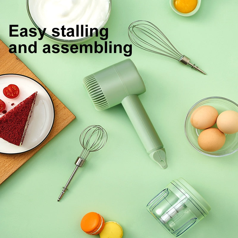 Wireless 3 Speed Mini Mixer Electric Food Blender Handheld Mixer Egg Beater Automatic Cream Food Cake Baking Dough Mixer Tool