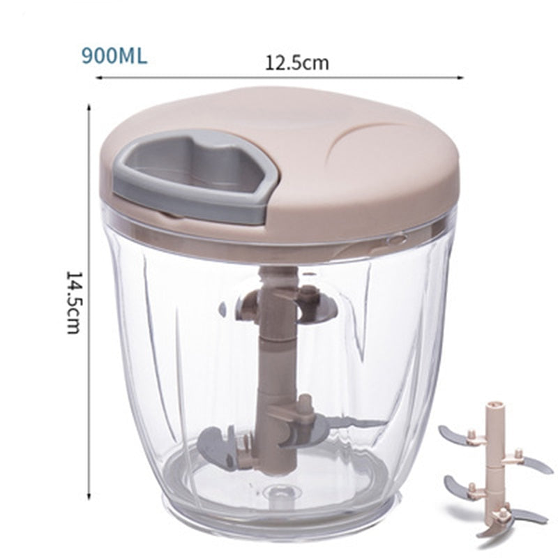 Garlic Chopper 500/900ML Manual Rotate Fruit Vegetable Cutter Chopper Slicer Garlic Crusher Peeler Grinder Blender Meat Grinders