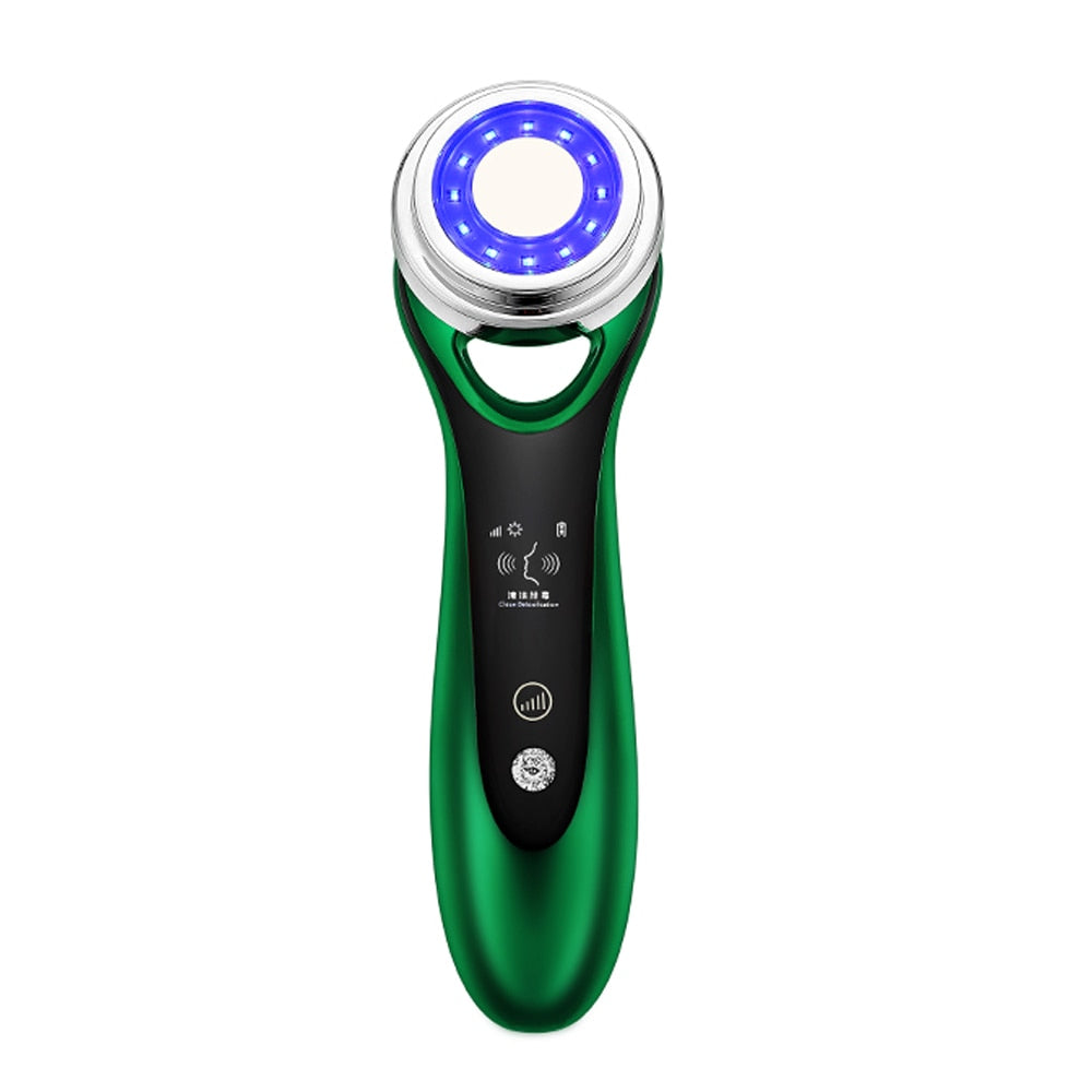 AmazeFan 7in1 Face Massager RF Microcurrent Mesotherapy Electroporation LED Skin Rejuvenation Remover Wrinkle Lifting Beauty