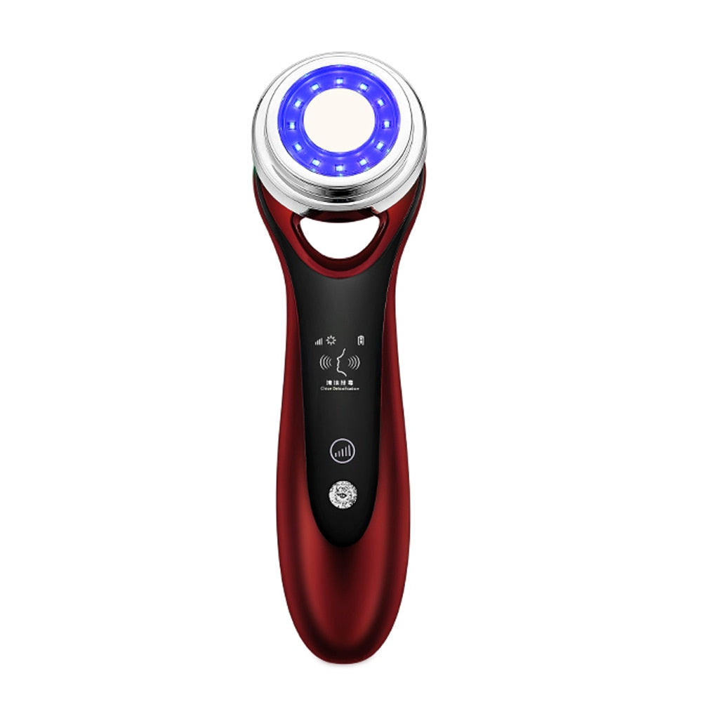 AmazeFan 7in1 Face Massager RF Microcurrent Mesotherapy Electroporation LED Skin Rejuvenation Remover Wrinkle Lifting Beauty